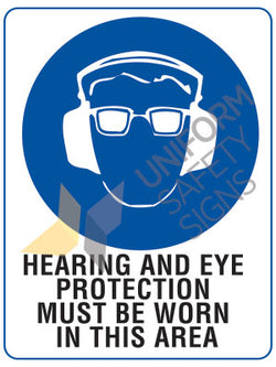 HEARING AND EYE PROTECTION SIGN - 300x225 - POLYPROPYLENE - 101MP