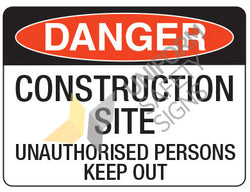 DANGER CONSTRUCTION SITE SIGN - 600x450 - CORFLUTE - 224LC