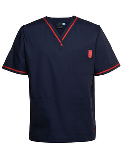 TAFE - BEAUTY - UNISEX SCRUB TOP (4SCT) - NAVY/RED WITH EMBROIDERY