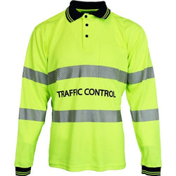 WORKIT - TRAFFIC CONTROL LONG SLEEVE POLY COTTON POLO - YELLOW - 5004TCY