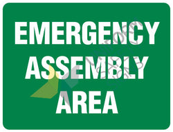 EMERGENCY ASSEMBLY AREA SIGN 600 X 450 -  PLASTIC - 509LP