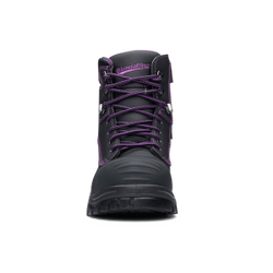 BLUNDSTONE  -  897 WOMENS WORK & SAFETY BOOTS - BLACK with PURPLE STITCHING