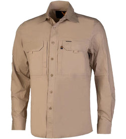 AIR RIFLE - SSAA -  FLEXIBLE FIT UTILITY SHIRT L/S - CLAY -  RMX002  WITH EBROIDERY ON BACK
