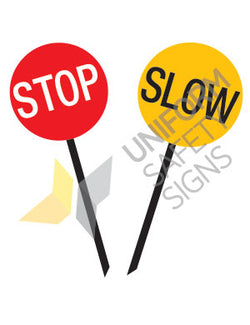 STOP/SLOW BATON WITH WOODEN HANDLE - CL145SS