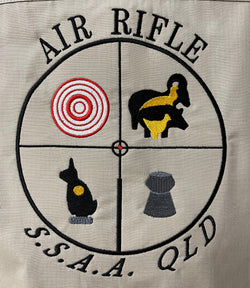 AIR RIFLE - SSAA - PILBARA CLOSED FRONT L/S SHIRT - CLAY - RM200CF              WITH EMBROIDERY ON BACK