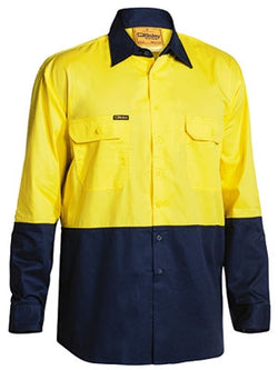 TWO TONE HI VIS COOL LIGHTWEIGHT DRILL SHIRT - LONG SLEEVED