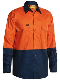 TWO TONE HI VIS COOL LIGHTWEIGHT DRILL SHIRT - LONG SLEEVED